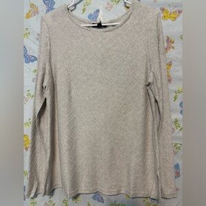 Mario Serrani Women’s Gray Textured Long Sleeve Scoop Neck Top Large NWT